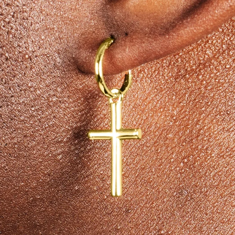 Classic Gold Stud Earrings-Cross Earrings Gold