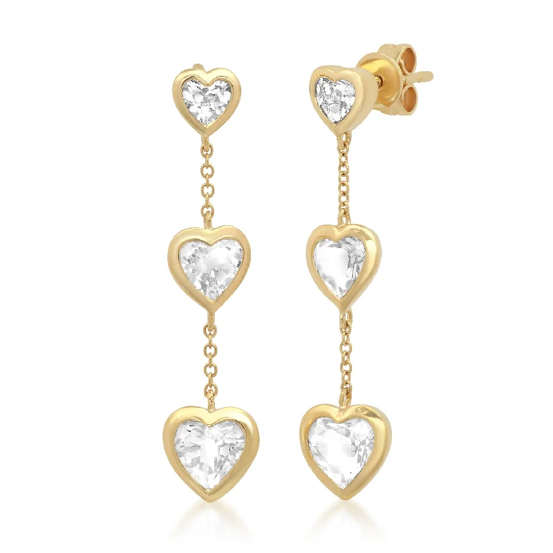 Stunning Wedding Earrings-Heart Chain Drops