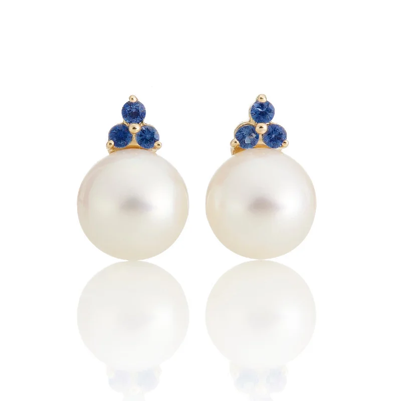 Cute Butterfly Earrings-Madison Earrings in Pearls & Sapphires