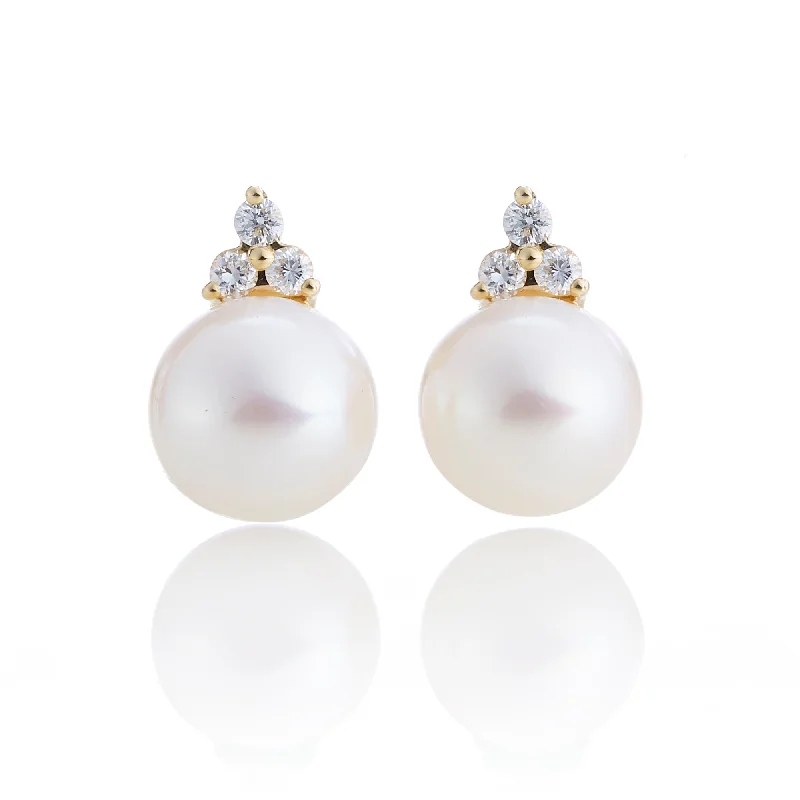 Elegant Long Earrings-Madison Earrings in Pearls & Diamonds