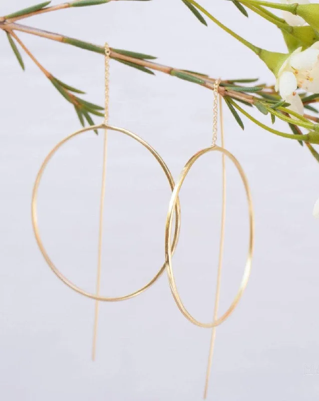 Simple Hoop Earrings for Brides-Threader Earrings ~ 18k Gold Plated Earrings ~ ME130