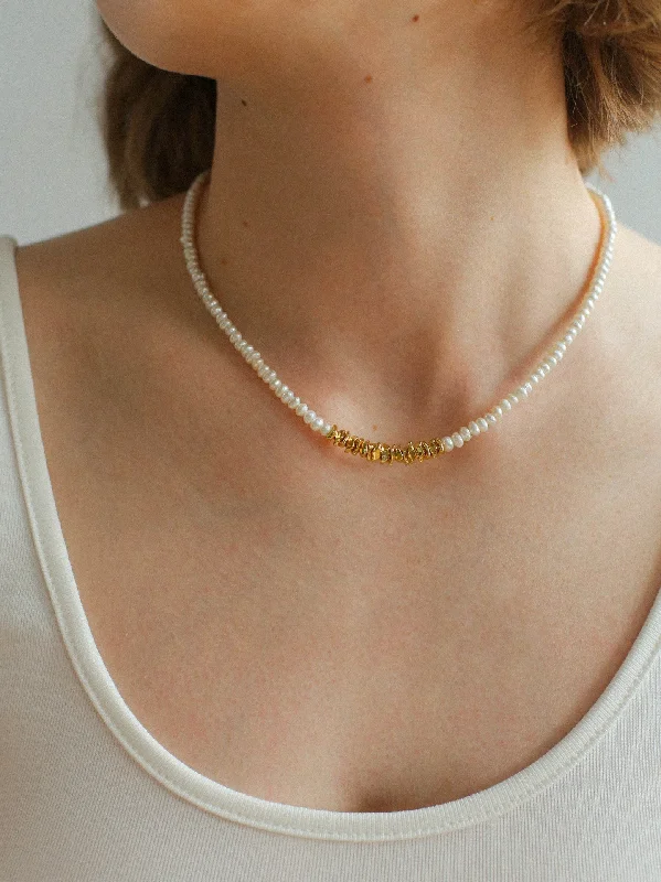 Shattered Gold Mini Pearl Necklace