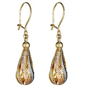 Handmade Dangle Earrings-14KT Gold Tri-Color Drop & Dangle Earrings