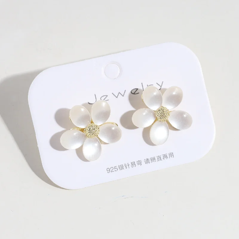 Opal Flower Stud Earrings