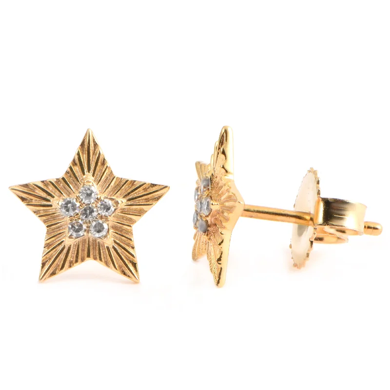 Gemstone Stud Earrings-Star Studs