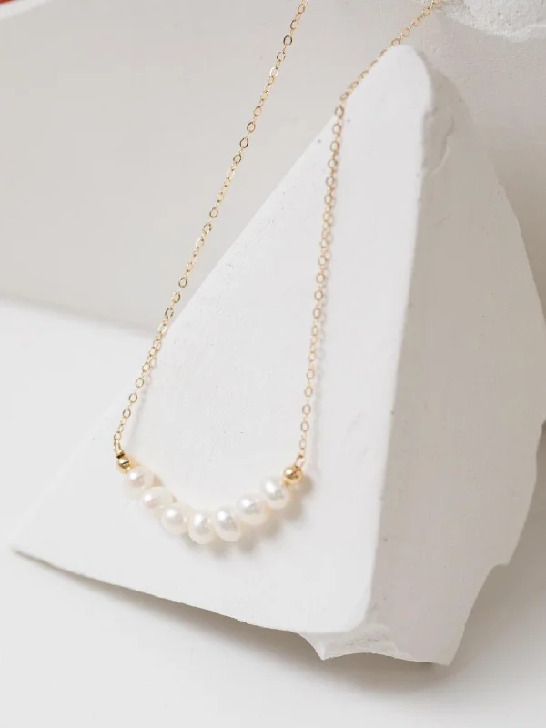 Embellished Series Golden Pearl Smile Necklace