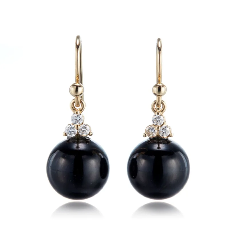 Artistic Drop Earrings-Madison Drop Earrings in Black Jade & Diamonds