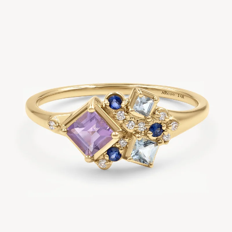 Engagement Ring with Sapphire-Lavender Nebula Ring