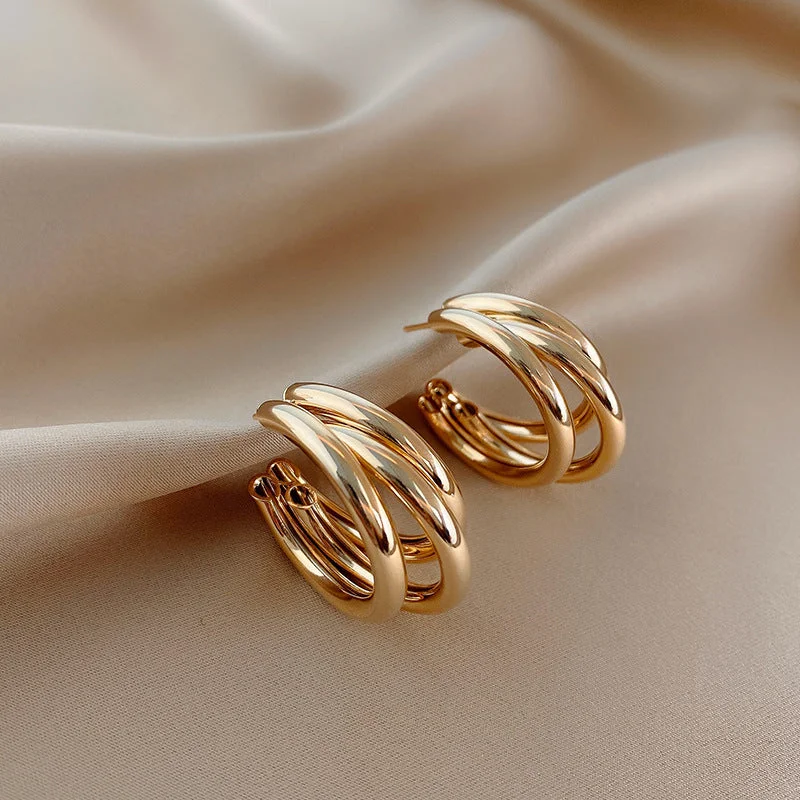 Golden C- Shaped Earrings