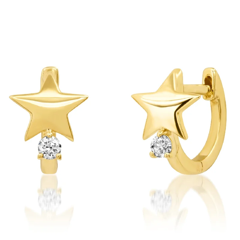 Colorful Drop Earrings-Star Diamond Huggies