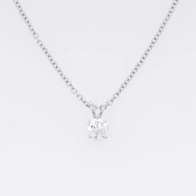 14k White Gold Single Diamond Pendant Necklace 0.27ct H SI1 18" 1.9g