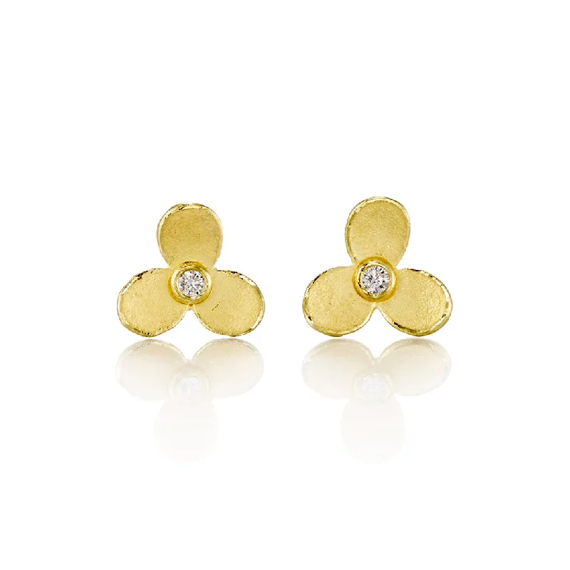 Round Diamond Earrings-Trillium & Diamond Stud Earrings