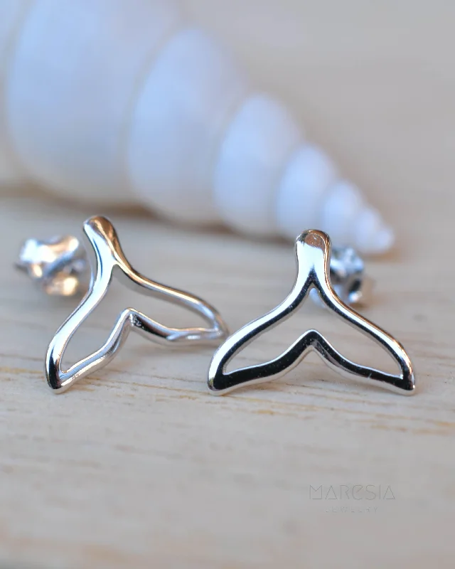 Crystal Hoop Earrings-Whale Stud Earrings ~ Sterling Silver 925 ~ SME081