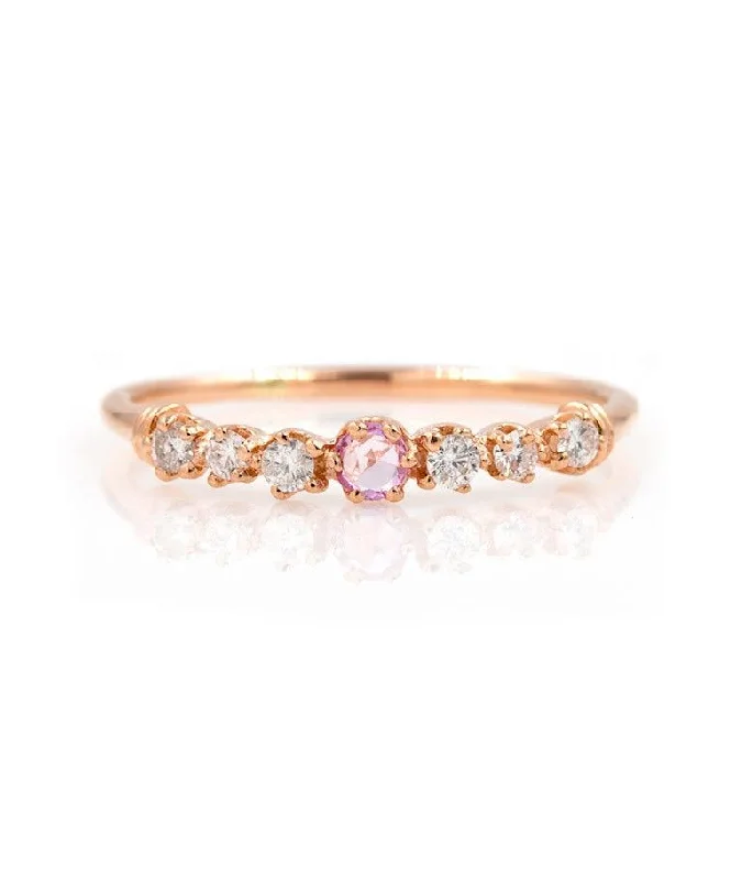 Custom Engagement Ring with Rubies-Pink Sapphire Twinkle Ring