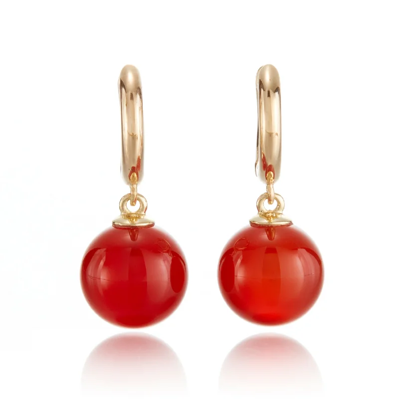 Silver Earrings with Crystals-Soho Earrings in Carnelian