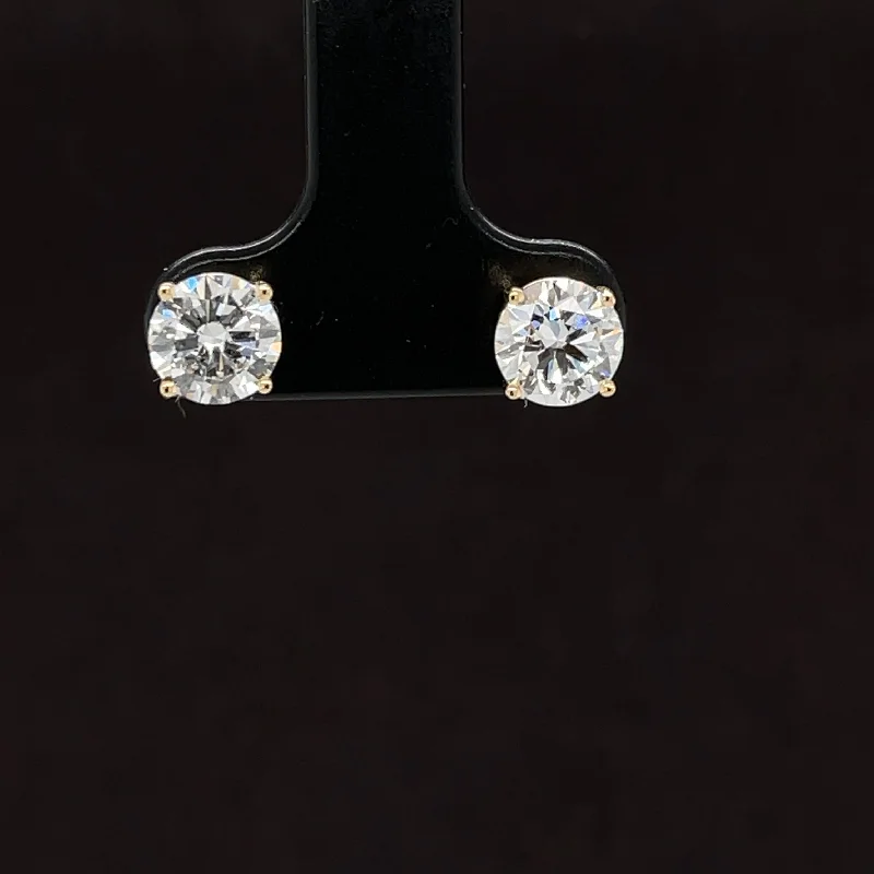 Beautiful Drop Earrings-2ctw E-F/VS Lab Grown Diamond Round Solitaire Stud Earrings in 18k Yellow Gold - IGI Certified - #255 R200Y18R100