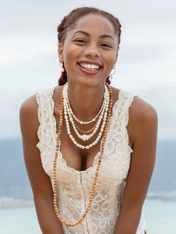 White Turquoise Pikake Flower Bead Necklace - Hakumele