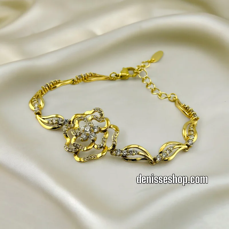 Simple Gold Bracelet-14K FLOWER BRACELET BR393