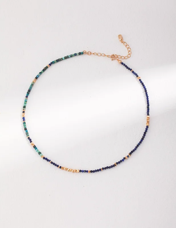 Lapis Lazuli Broken Gold Bead Necklaces