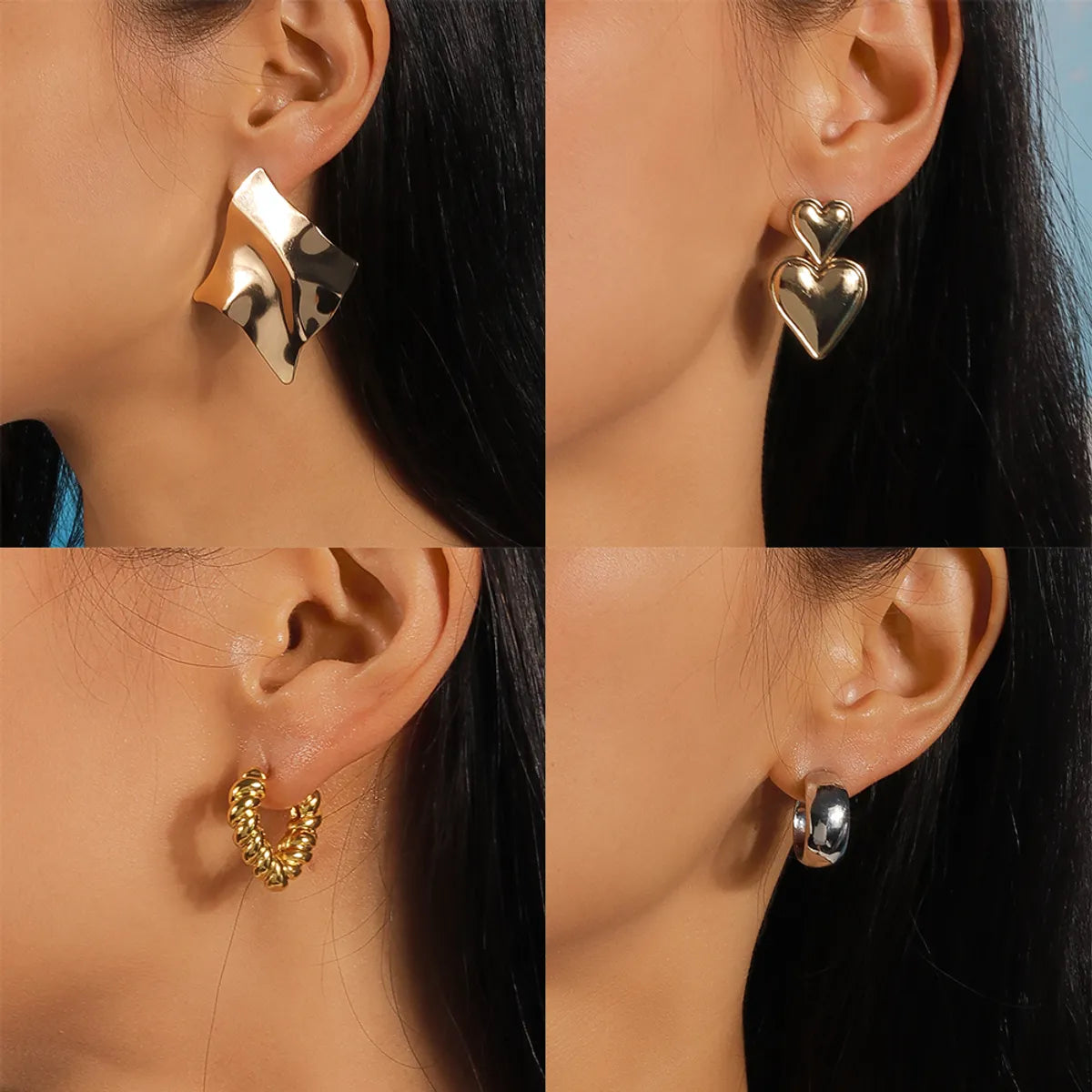 Lightweight Hoop Earrings-1 Pair Simple Style Classic Style Solid Color Zinc Alloy Ear Studs