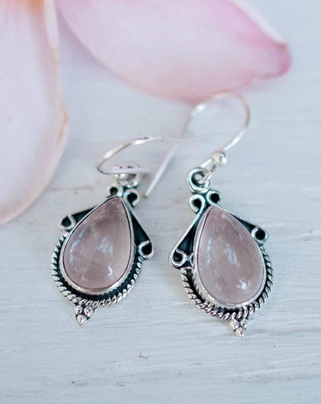 Luxury Wedding Earrings-Rose Quartz Earrings ~ Sterling Silver 925 ~ ME016