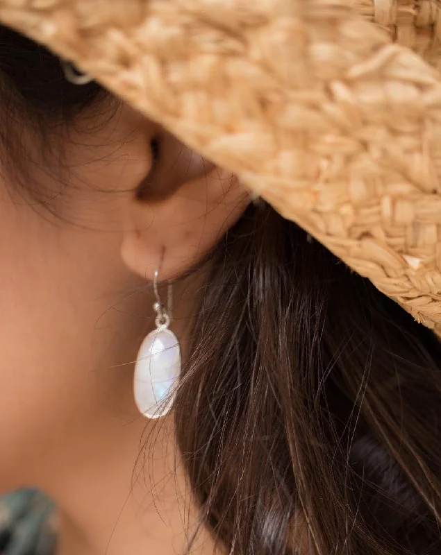 Silver Earrings with Crystals-Moonstone Earrings ~ Sterling Silver 925~ME075