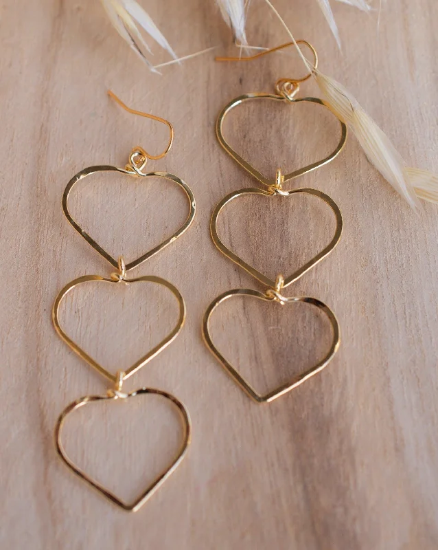 Artistic Earrings for Women-Ana Paula Heart Drop Earrings ~Gold Plated or Silver Plated ~ SME010