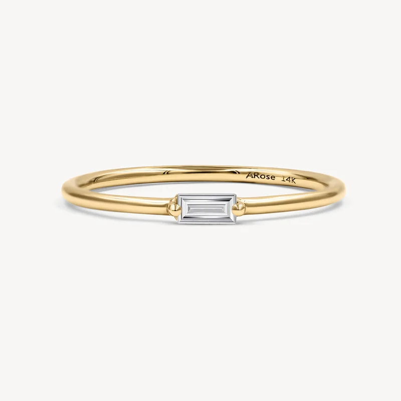 Wedding Rings for Couples-Floating Diamond Baguette Band