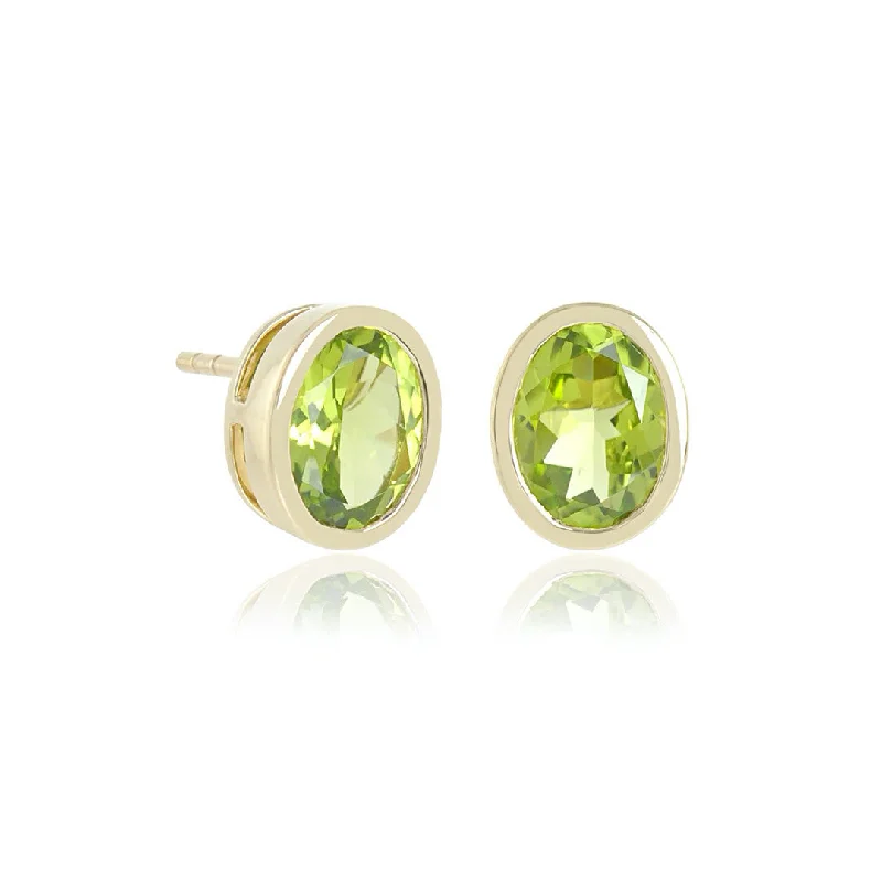 Classic Gold Stud Earrings-Joan Stud Earrings in Peridot