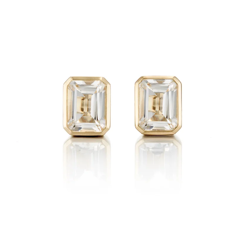 Black Earrings for Women-Newport Earrings in White Topaz