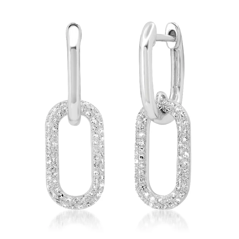 High-End Wedding Earrings-Diamond Link Hoops