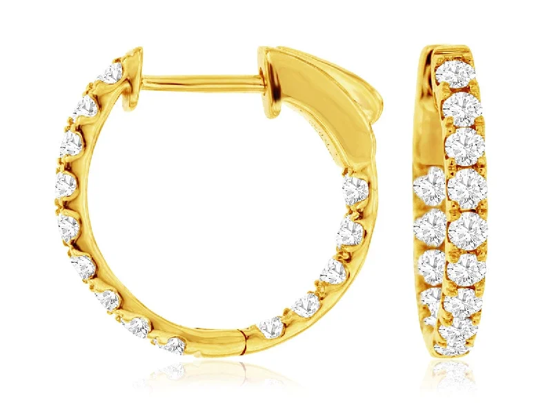 Funky Earrings for Teens-14K Yellow Gold Diamond Hoop Earrings