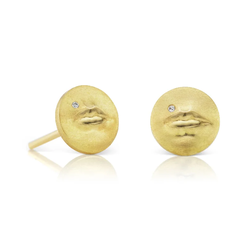 Designer Diamond Earrings-Tiny Kiss Me Stud Earrings