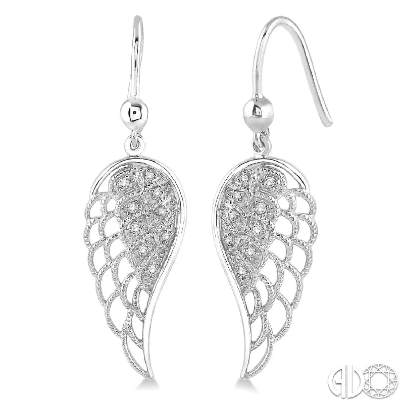 Stud Earrings for Women-Silver and Diamond Angel Wings Earrings