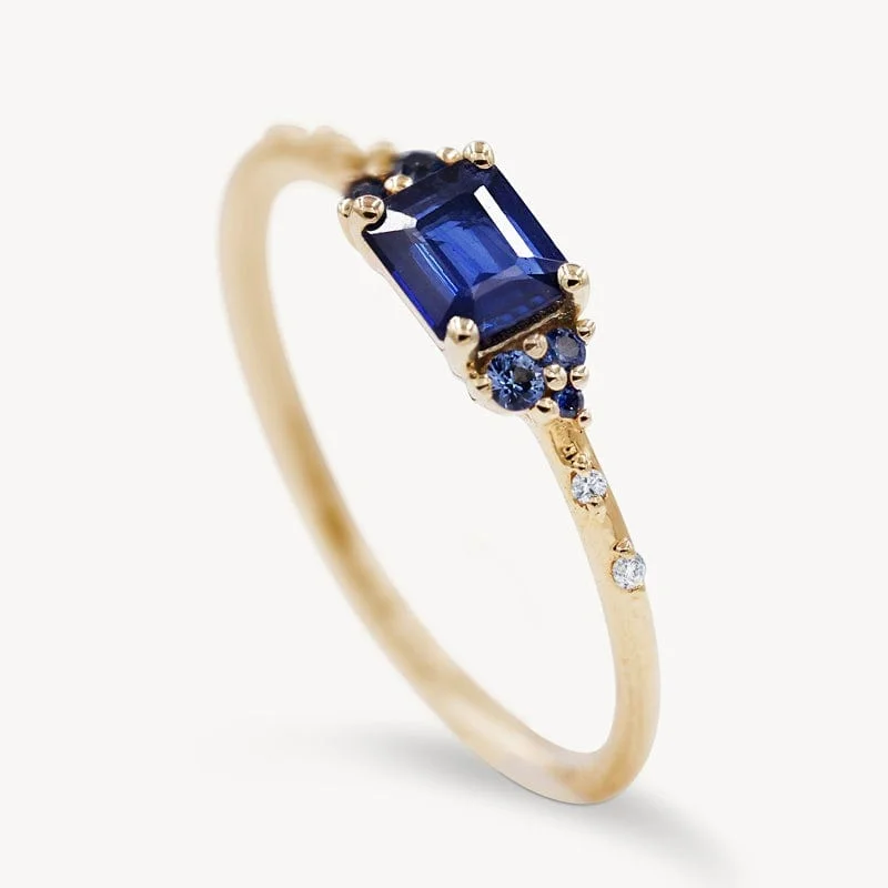 Trendy Stackable Rings-Starry Blue Sapphire Ring