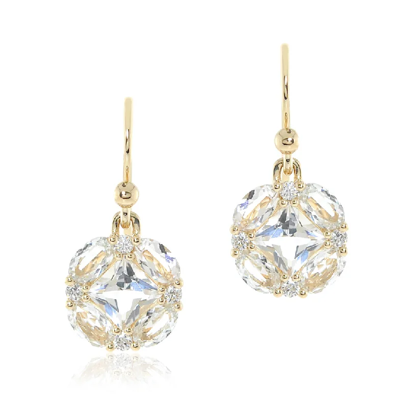 Ethnic Earrings for Women-Quadrille Drop Earrings in White Topaz & Diamonds