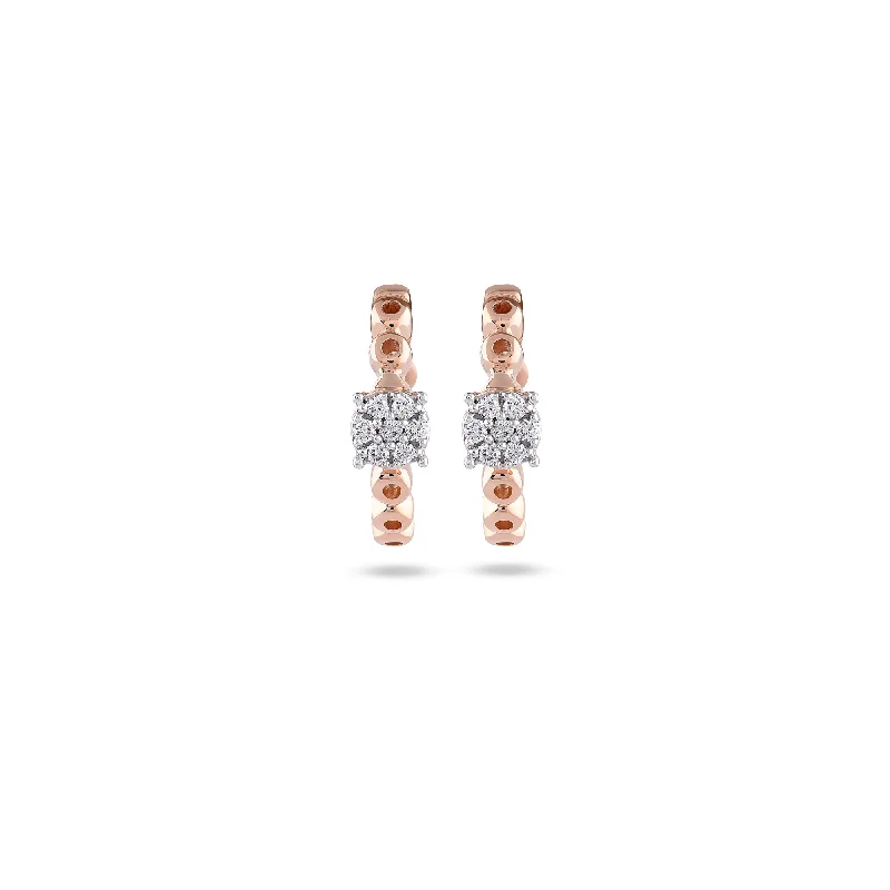 Tiny Huggie Earrings-Hollow Bubble Diamond Hoop earrings