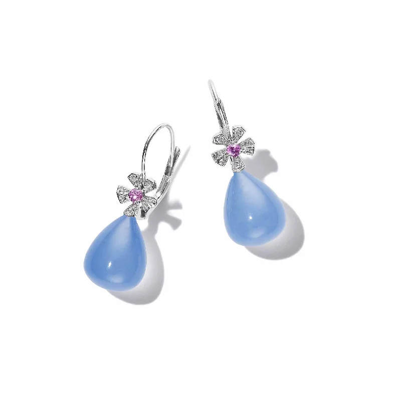 Unique Silver Earrings-Wonderland Teardrop Chalcedony Earrings