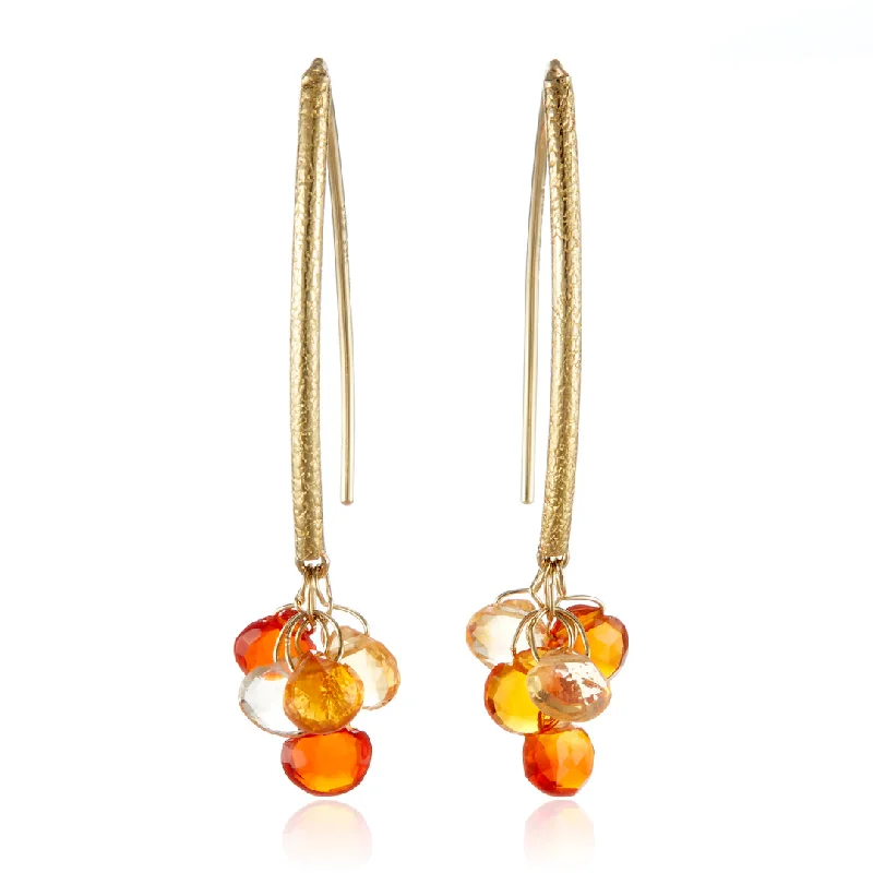 Dangle Earrings with Gems-Fire Opal Navette Earrings