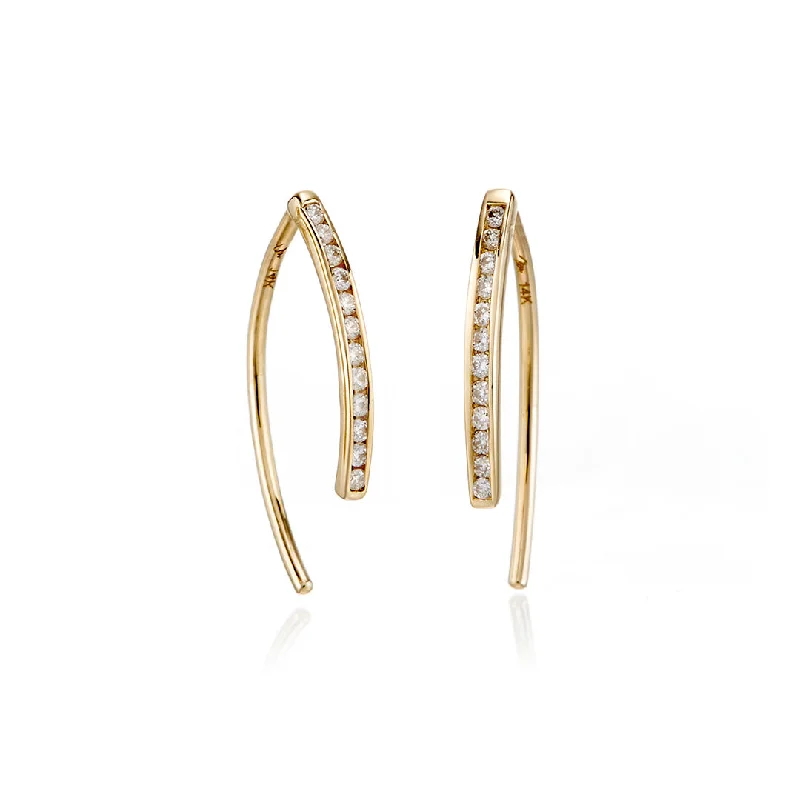 Ethnic Earrings for Women-Wishbone Earrings in Diamonds