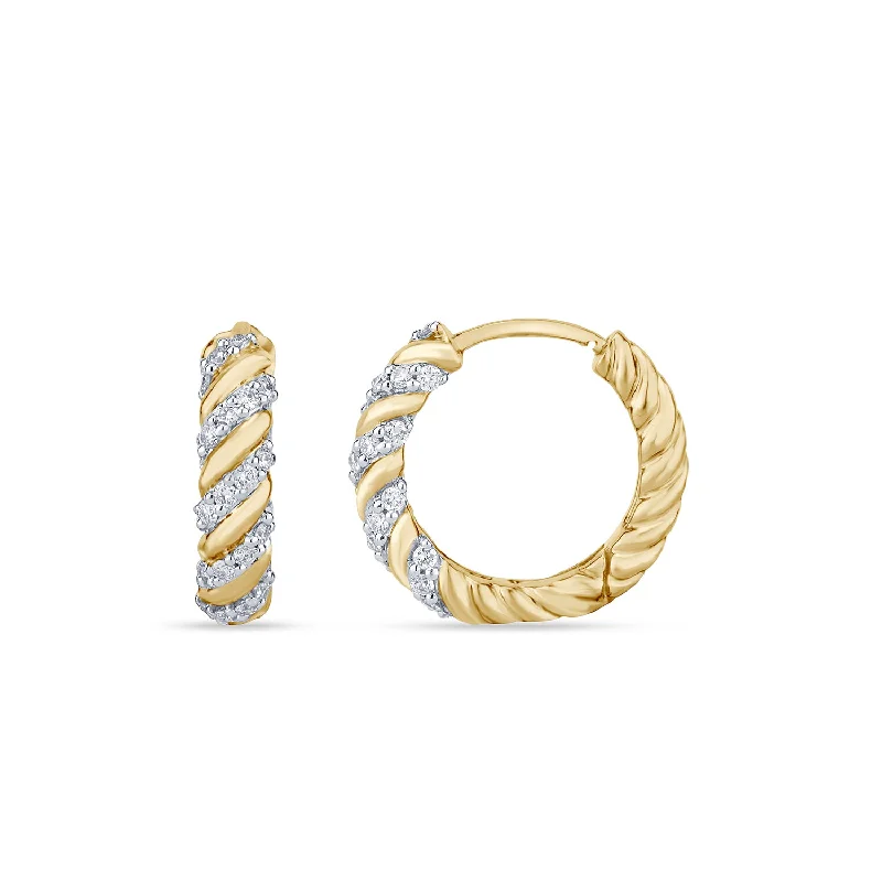 Fashion Earrings for Women-Twisted Rope Daimond Earrings