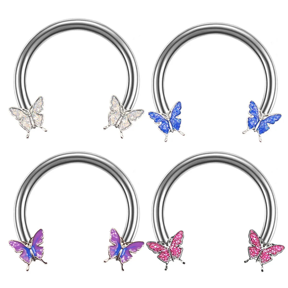 Custom Sapphire Wedding Ring-1 Piece Streetwear Butterfly Plating Stainless Steel Titanium Steel White Gold Plated Gold Plated Silver Plated Nose Ring Nose Studs