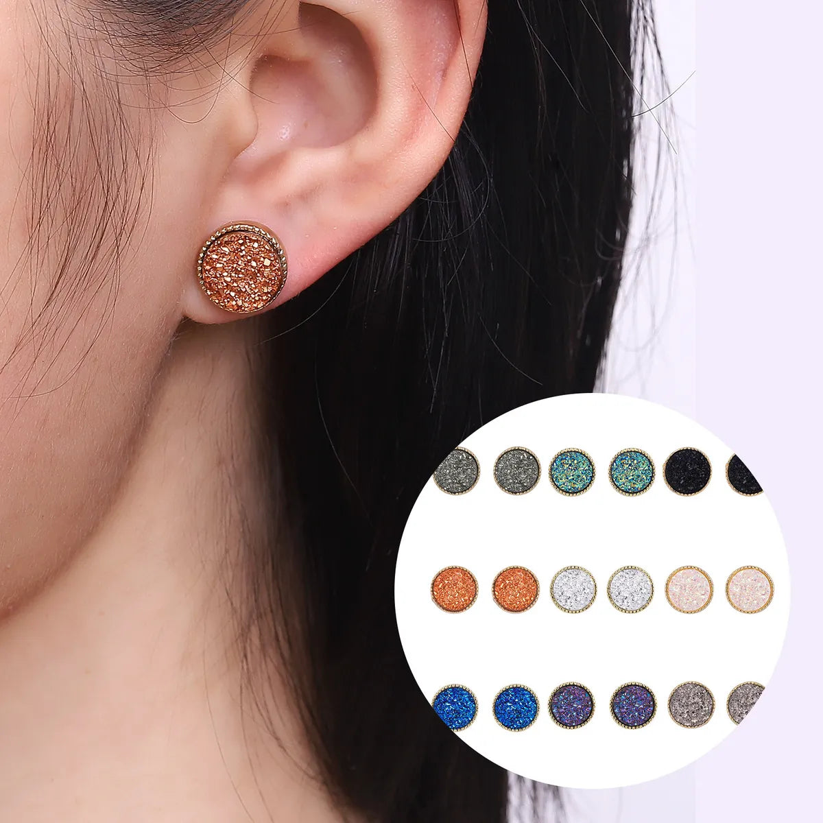 Classic Gold Earrings-1 Pair Simple Style Round Plating Alloy Ear Studs