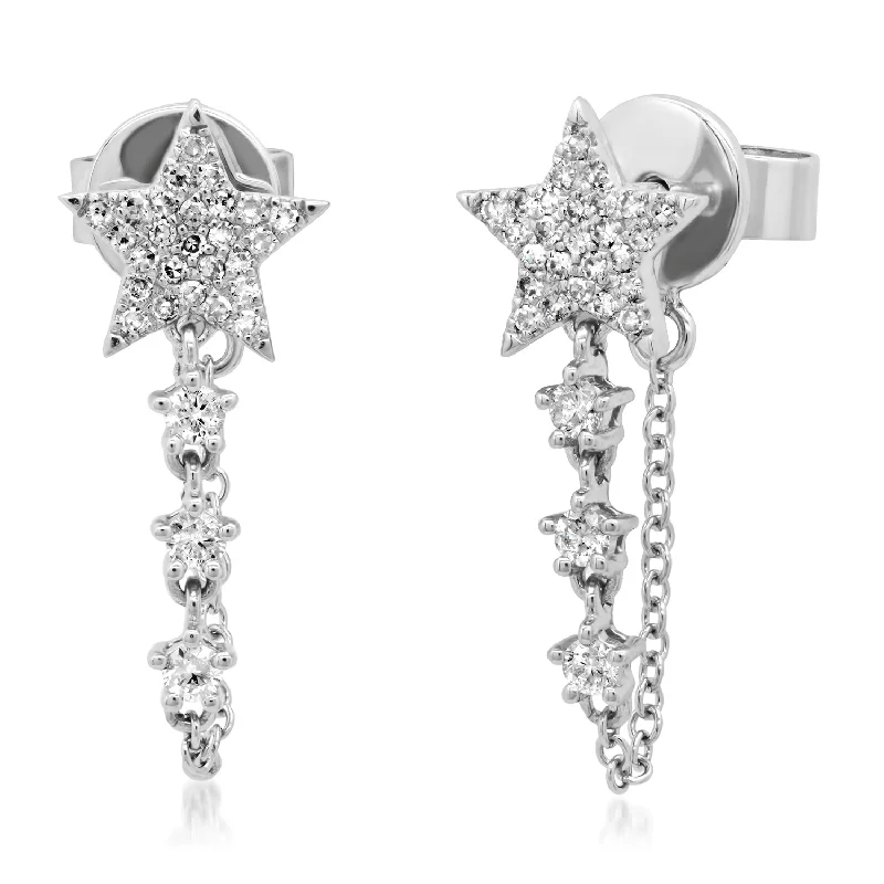 Trendy Earrings for Girls-Star Chain Studs