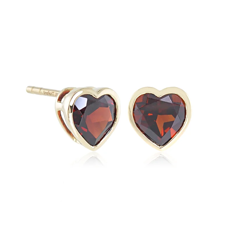 Pearl and Diamond Earrings-Garnet Heart Earrings