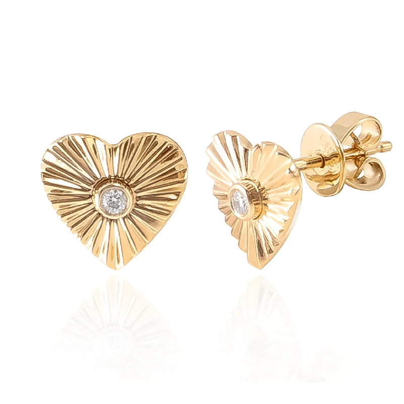 Luxury Diamond Earrings-Radiating Heart Studs