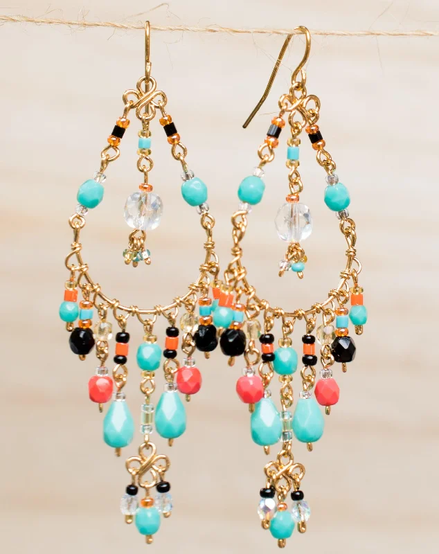 Wedding Earrings with Gemstones-Leticia Chandelier Earrings ~Gold Plated ~ SME032