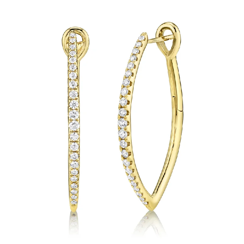 Minimalist Silver Earrings-Diamond V Hoops