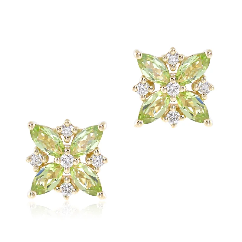 Classic Round Earrings-Celeste Earrings in Peridot & Diamonds