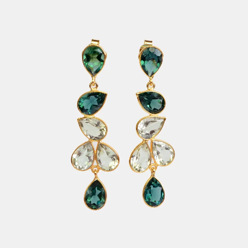 Statement Earrings for Evening-Elegant Tourmaline and Green Amethyst Statement Earrings